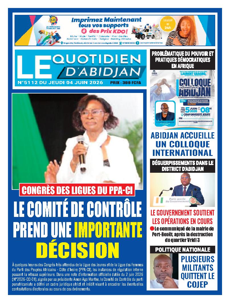 LE QUOTIDIEN DABIDJAN N° 5112