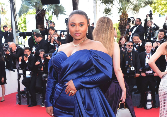 Promotion de la mode ivoirienne au festival de Cannes 2025:  Cynthia Nassardine sur le tapis rouge dans une tenue signée Paul-Laurain K.